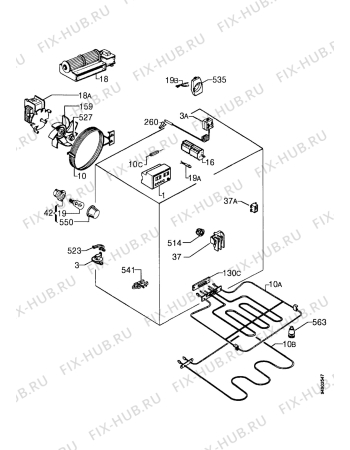 Взрыв-схема плиты (духовки) Zanussi ZBM762W - Схема узла Functional parts